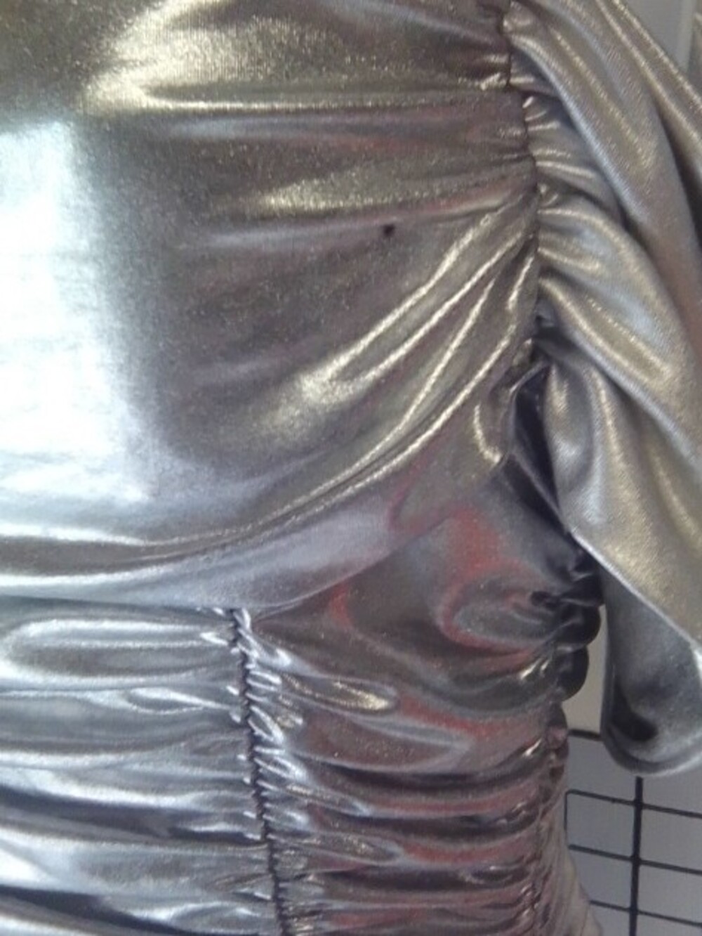 PrettyLittleThing Silver Ruched One-Shoulder Mini Dress - Picture 4 of 9